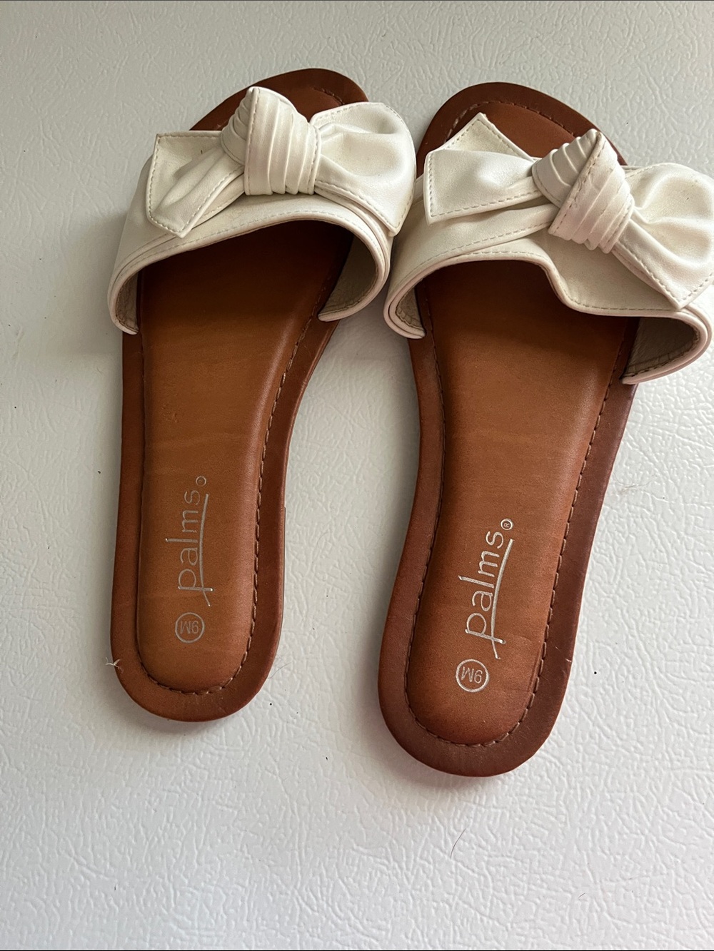 Palms Ivory Bow Slide Sandals - Women's